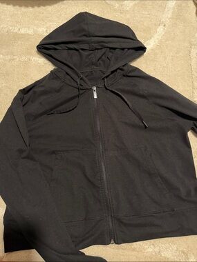 Men's Black Full-Zip Hooded Sweater